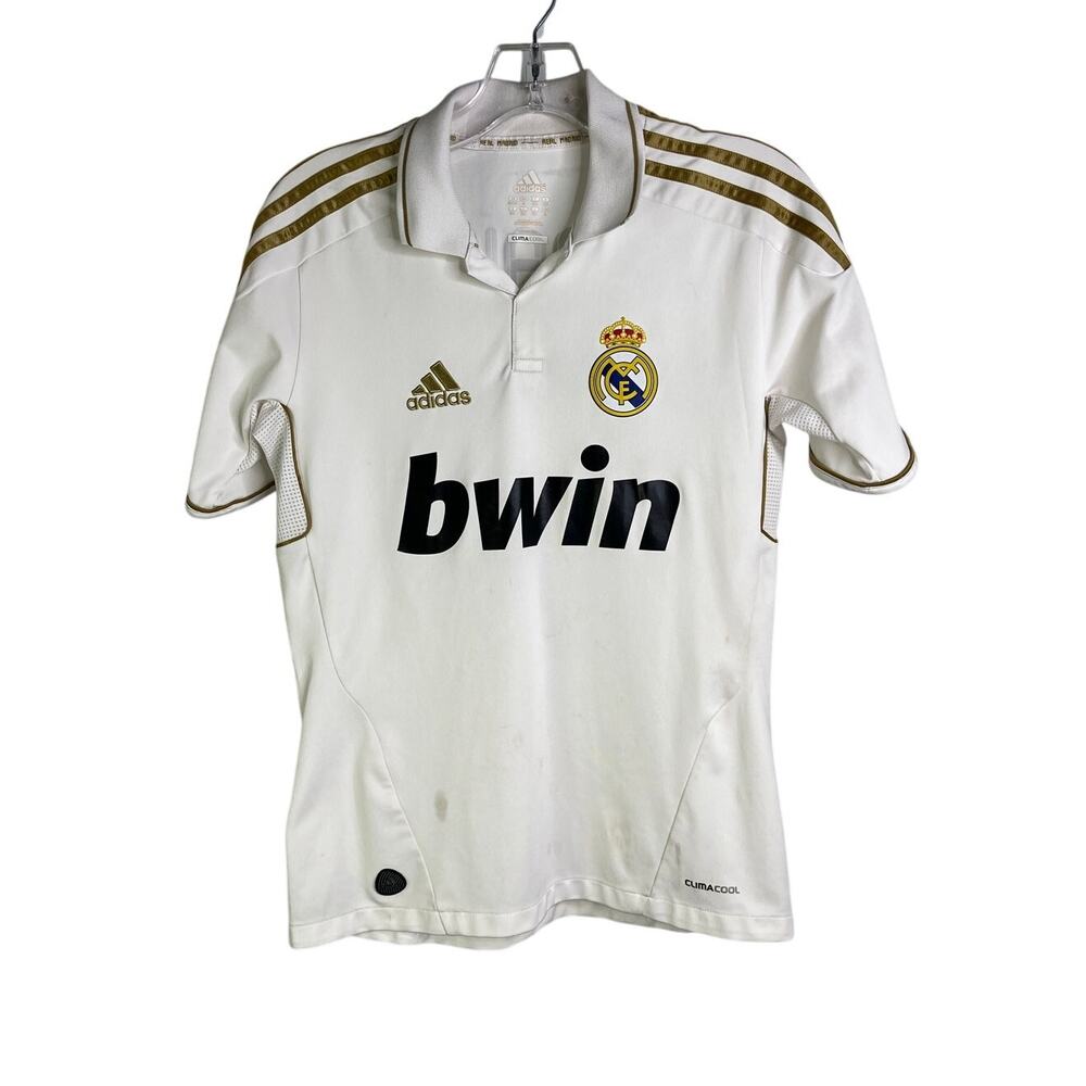 Adidas Athletic Soccer Shirt Youth Large White Ronaldo 7 Clima Cool Short Sleeve